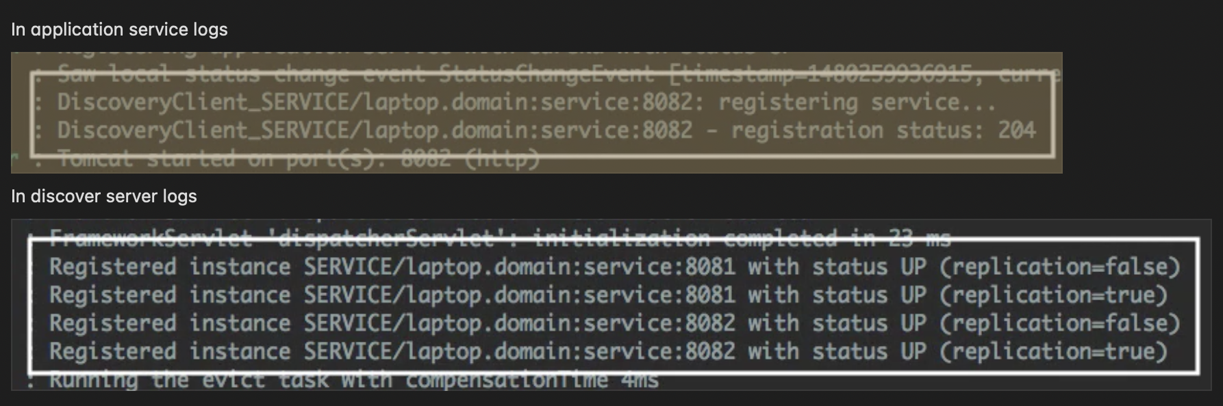 Service discovery logs